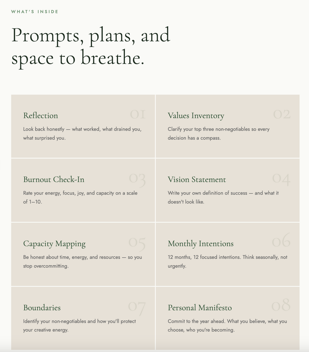Artist Vision: Planning With Intention, Not Burnout (Workbook — Creative Planning & Burnout Recovery Journal)